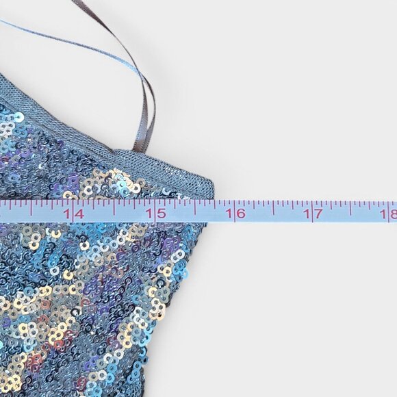 Mango Halterneck Sequin Midi Dress Silver Keyhole Cocktail Event Prom NWT - Picture 11 of 16